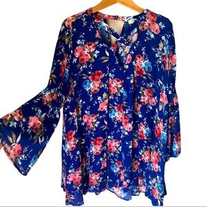 Blue Boho Floral Tunic | Umgee | Size L
